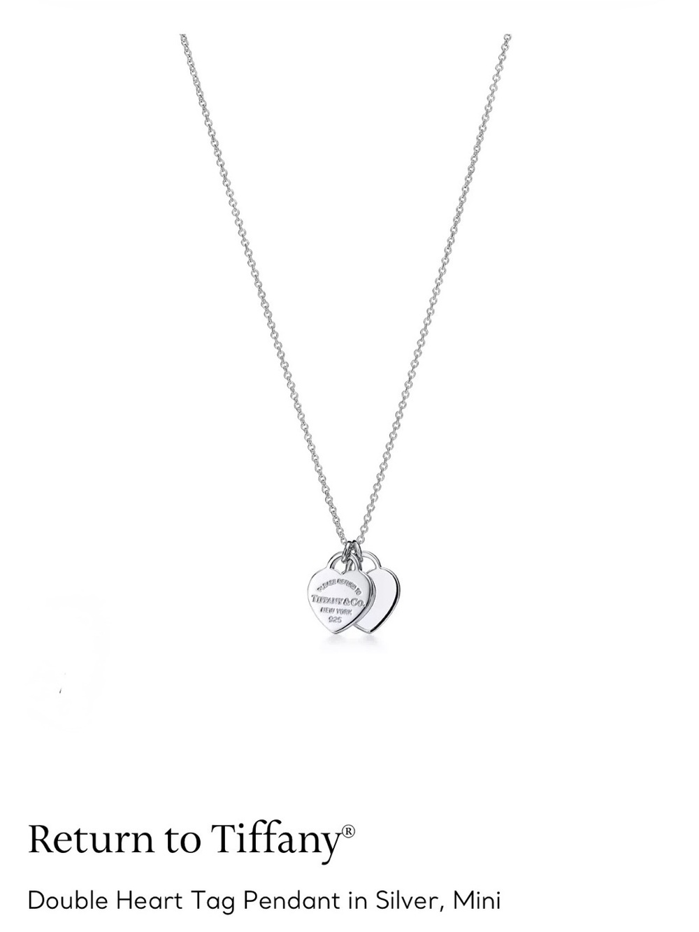 Tiffany & Co. Double Heart Tag Pendant Necklace - Silver